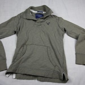 American Eagle Gray Rugby Pullover, Front Pocket